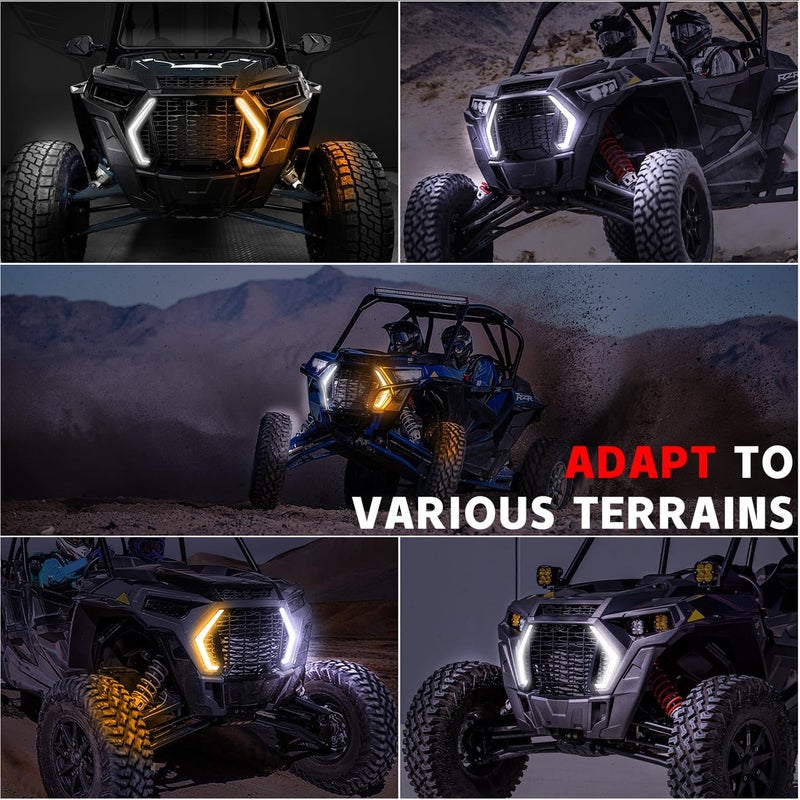 Beatto RZR XP Front Accent Lights, White & Amber Fang Lights Compatible with Polaris RZR 1000 XP XP4 Turbo S 2019-2024 RZR Trail S1000 900 Automotive lighting headlights for vehicles - Image 5